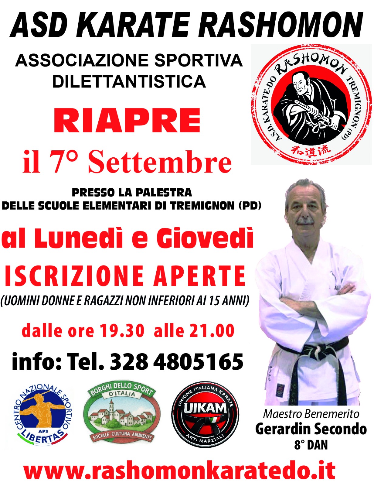 Locandina Inizio Corsi ASD Karate Rashomon 2026-2027